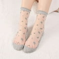 thumbnail image 2 of HNMKIU Ladies Summer Sheer Floral Stockings Soft Breathable Short Socks For Casual Comfort And Stylish Everyday Wear Grey,One Size, 2 of 3