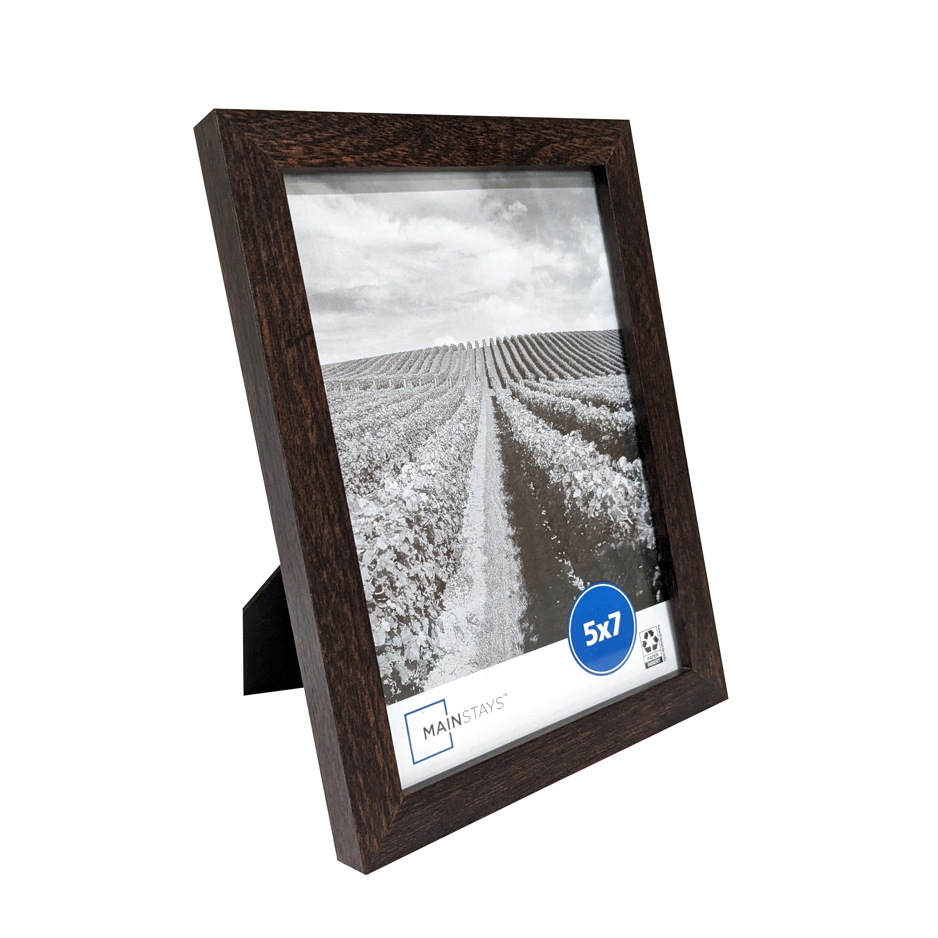 (4 pack) Mainstays - 5x7 Picture Frame - Brown Gallery Linear Program Tabletop & Wall Photo Frame, Set of 3