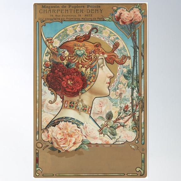 The Enchanted Garden - Art Nouveau - Alphonse Mucha Poster Wall Art, Modern Wall Decor For Living Room Bedroom, 8x12 UNFRAMED