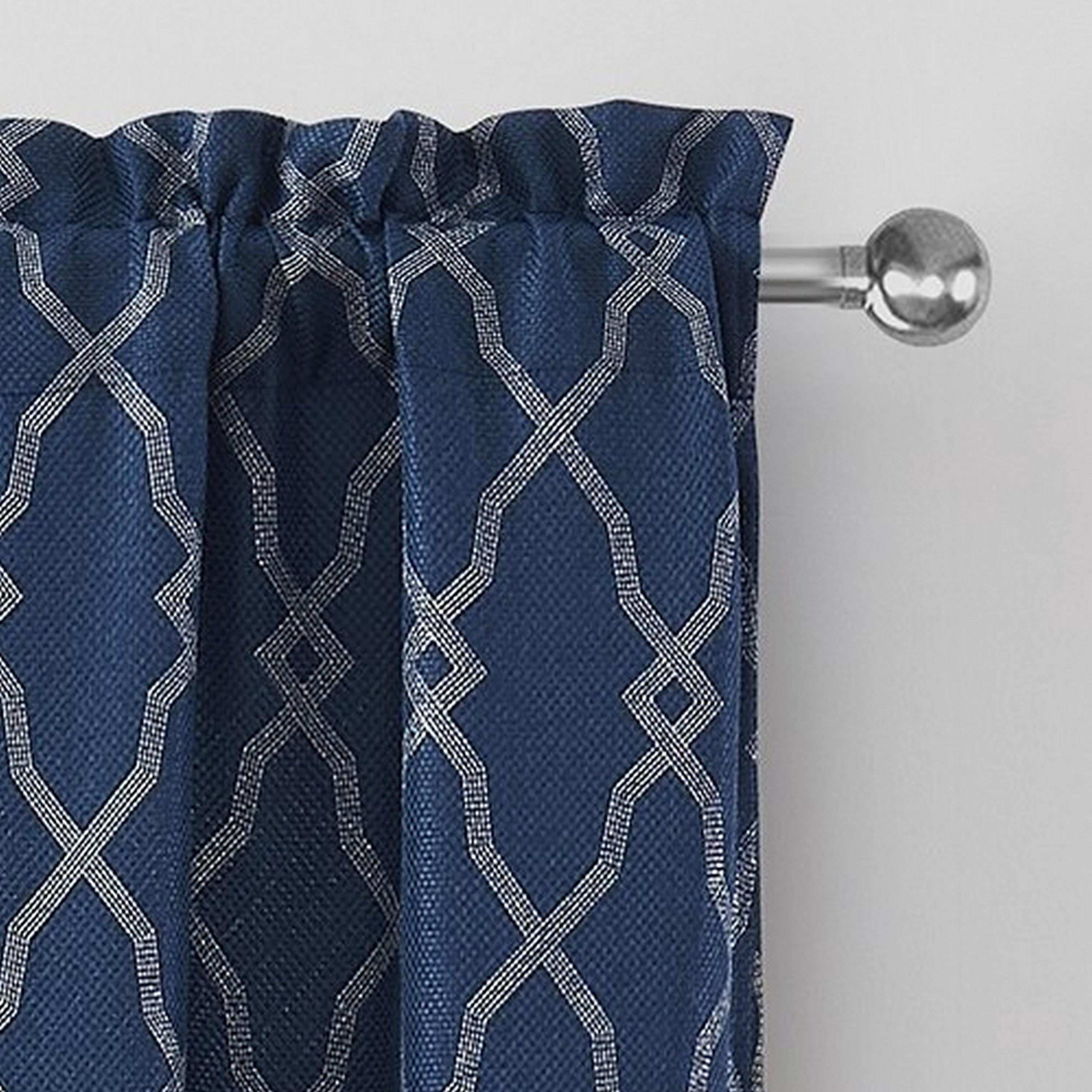VCNY Home Smith Navy Trellis Rod Pocket Blackout Curtain Panel, 52" x 90"