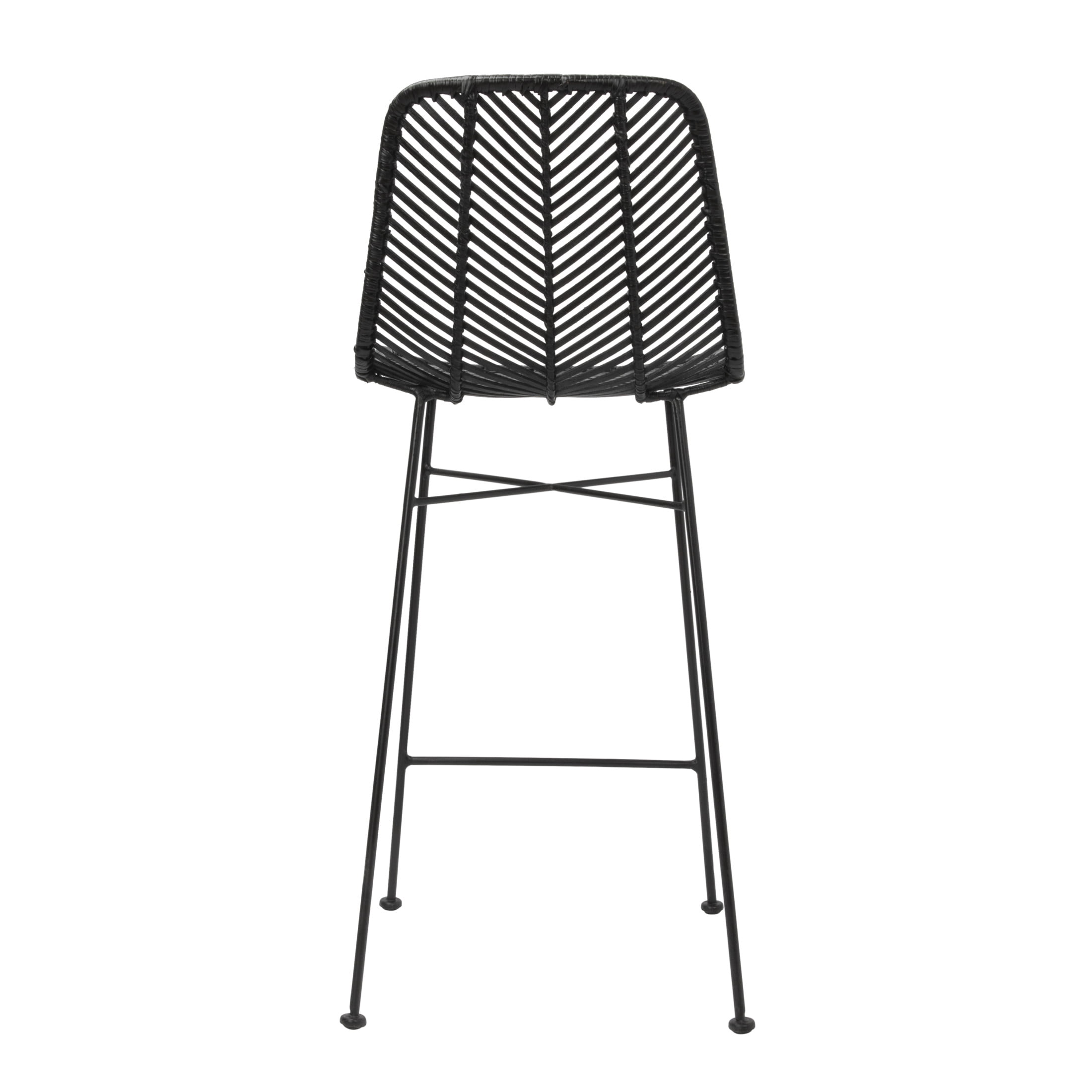 Bloomingville Chic Rattan Bar Stool with Metal Frame, Black
