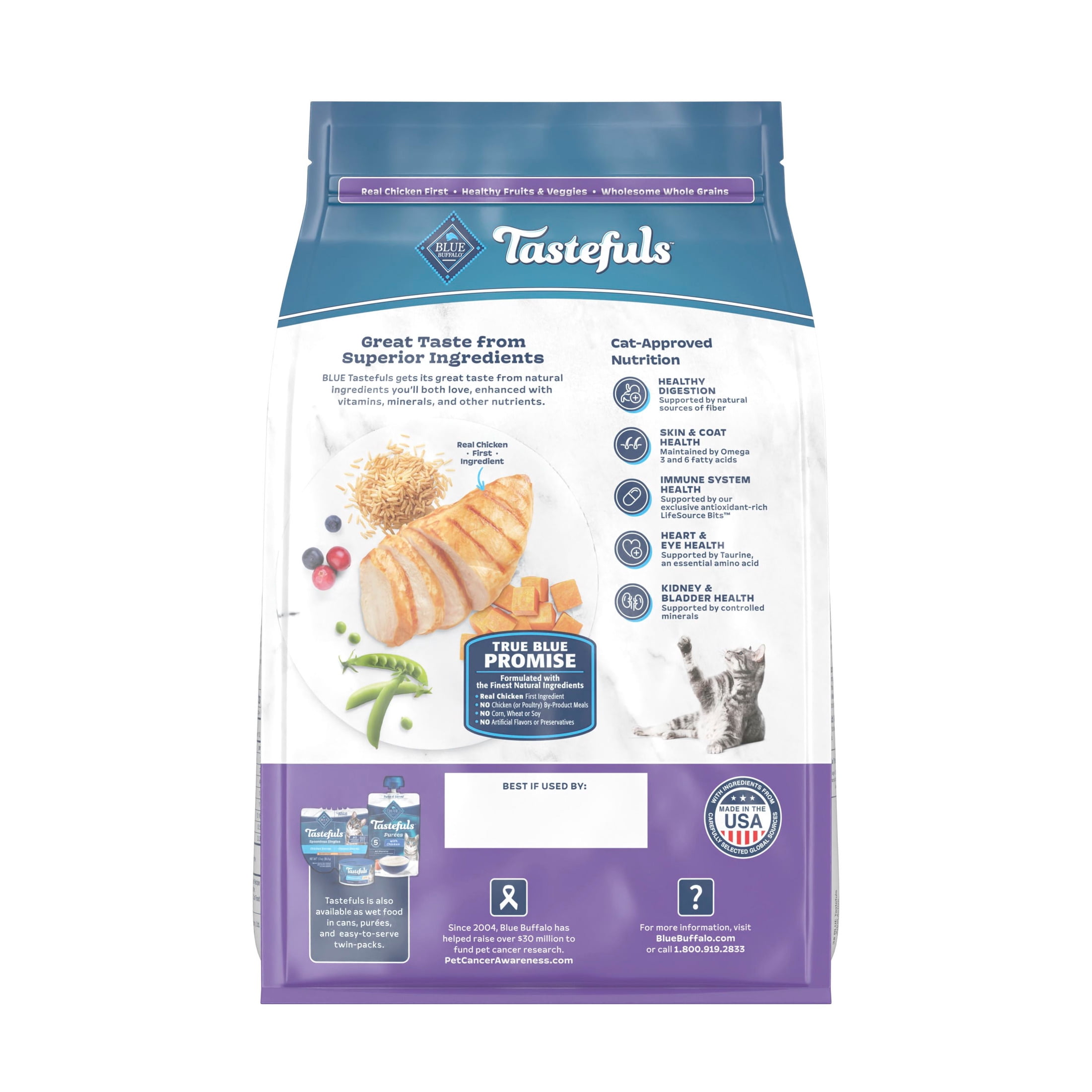 Blue Buffalo Tastefuls Active Cat Dry Cat Food, Chicken & Brown Rice Recipe, 3lb Bag
