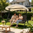 thumbnail image 6 of SDJPOI Outdoor Porch Swing Cushions, 4" Thick 3 Seater swing replacement cushions, 63'' Waterproof Bench Cushions with Backrest & Ties for Patio Furniture, 6 of 7