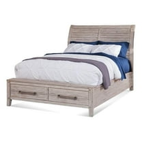 Bowery Hill Modern Farmhouse White-washed Wood King Sleigh Storage Bed