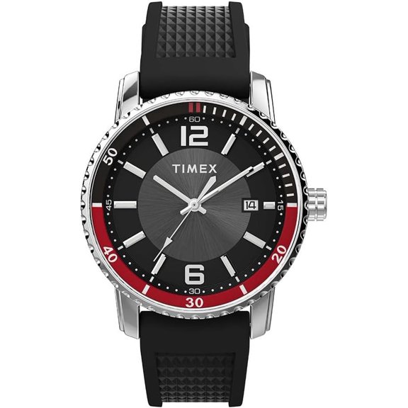 Timex Trend 41mm Black Silicone Strap Mens Watch