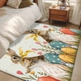 thumbnail image 4 of 3'x5' Rug for Living Room Bedroom, Easter Bunny Eggs Washable Area Rugs Non-Slip Carpet Mats, Spring Tulip Daisy Flowers Leaves Pastoral Indoor Low Pile Area Rug Runner for Kitchen, Mudroom, 4 of 8