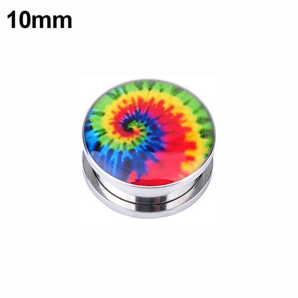 Ayyufe 1 Pair Unisex Punk Tie-Dyed Screw Fit Stainless Steel Ear Plugs Gauges Tunnels