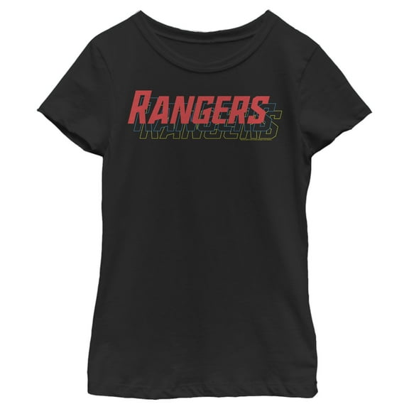 Girl's Power Rangers Shadow Text  Graphic Tee Black Large