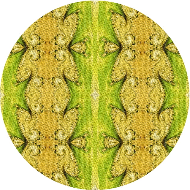 Ahgly Tapis de Zone Rond Lavable en Machine Intérieur Transitionnel Brun Doré Foncé, 7 Pieds Rond