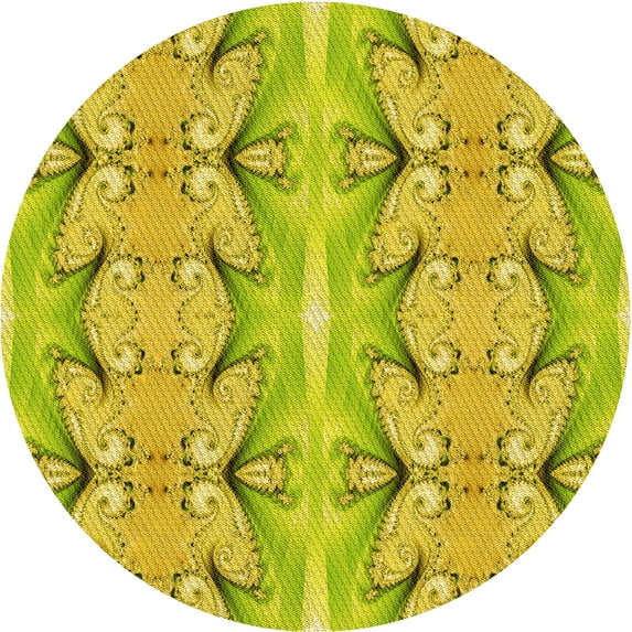 Ahgly Company Indoor Round Patterned Dark Golden Rod Brown Area Rugs, 3' Round