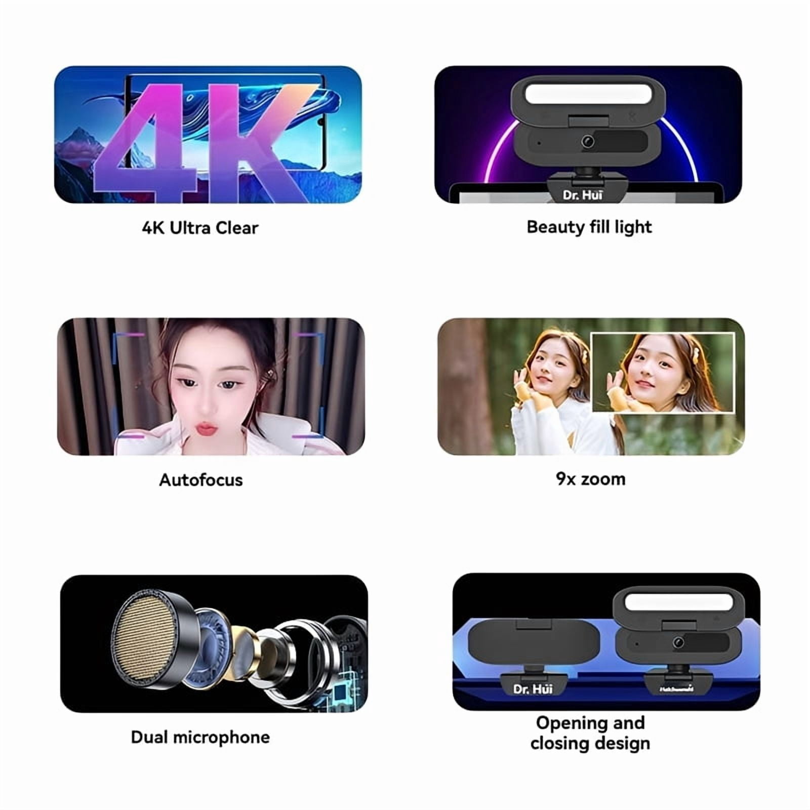 Upgraded Online Camera 2K 4K Full Shooting Privacy Shutter Webcam With Fill Light  Play Auto  Live Meeting Video Camera