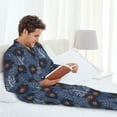 thumbnail image 6 of Picia Sunflowers Pattern Men’s Long-Sleeve Sleepwear Set - Soft 2-Piece Loungewear with Pockets, Comfy PJs for Relaxing Nights-Medium, 6 of 7