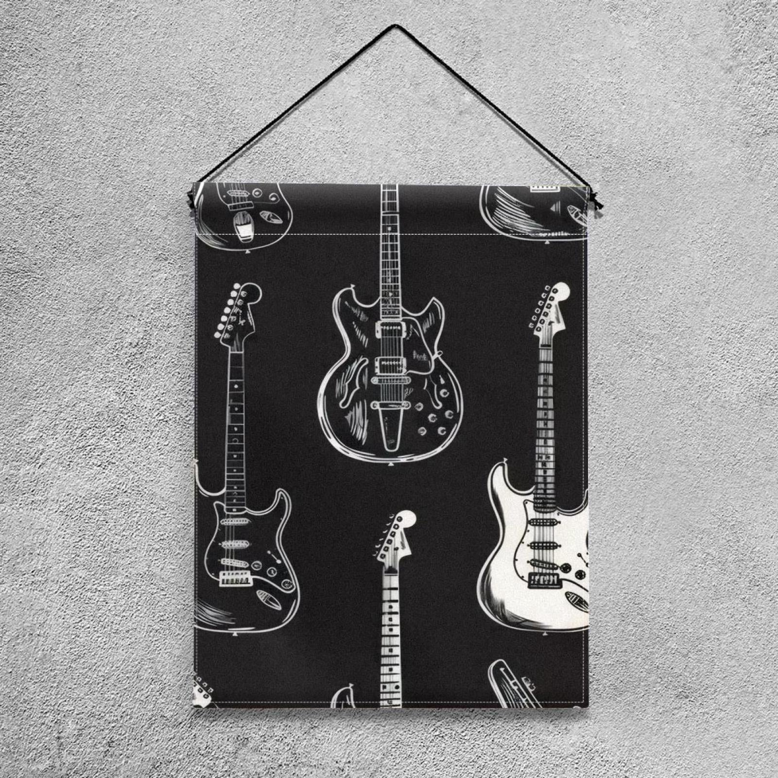 Welcome White and Black Electric Acoustic Guitar Collection Garden Flag, Vertical Double Sided Small House Flag, Yard Farmhouse Outdoor Deck Veranda Lawn Decor 28x40 Inch