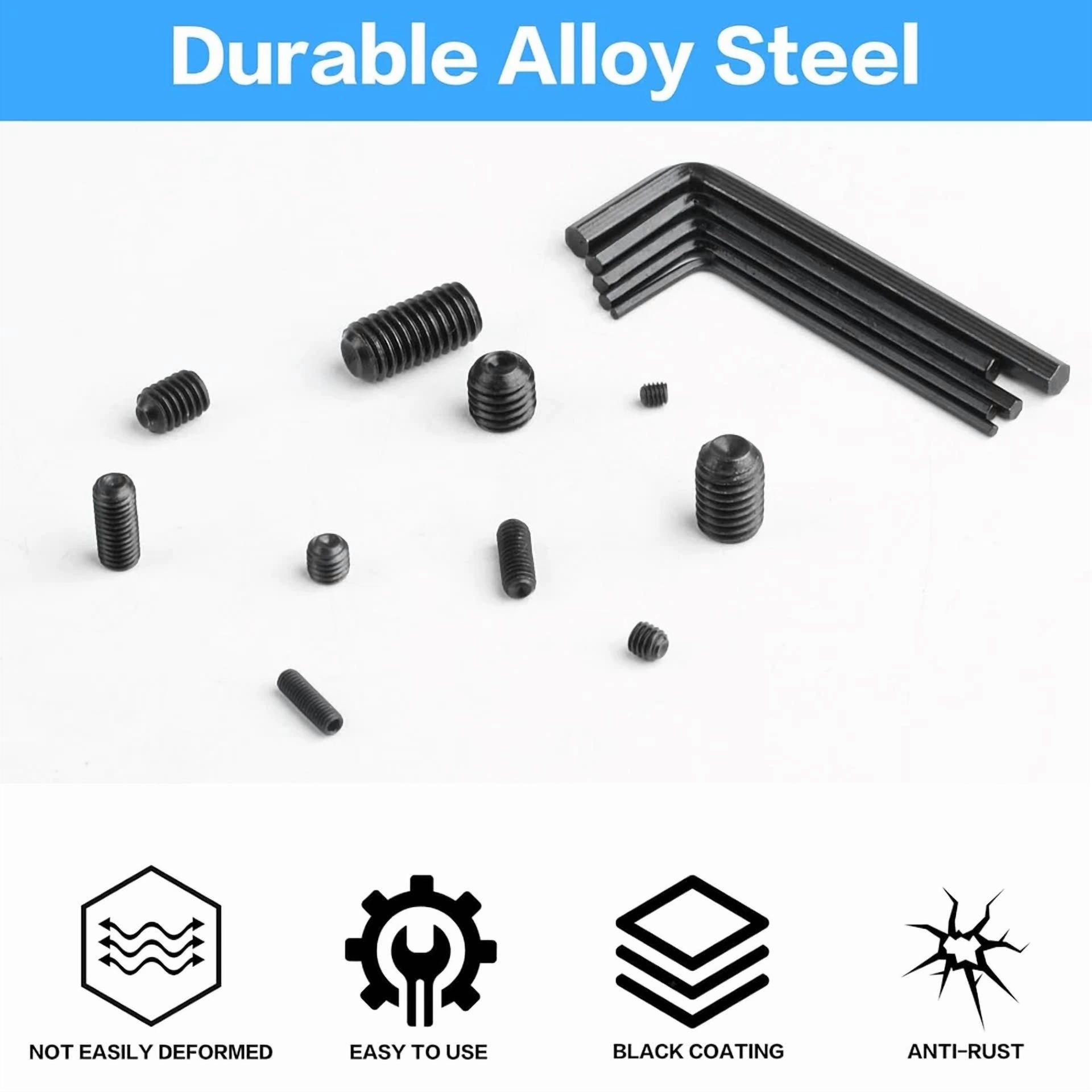 CIRCLE- 450Pcs Set Screws, Set Screws Assortment Kit, Grub Screws M3 M4 M5 M6 M8 For Hom