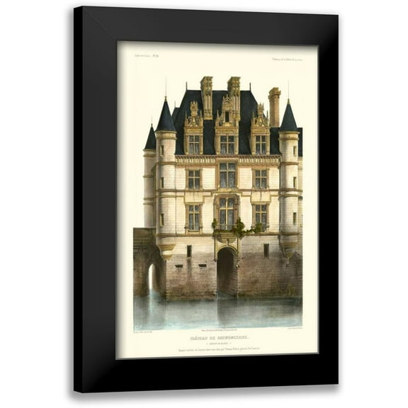 Petit, Victor 10x14 Black Modern Framed Museum Art Print Titled - French Chateaux in Blue I