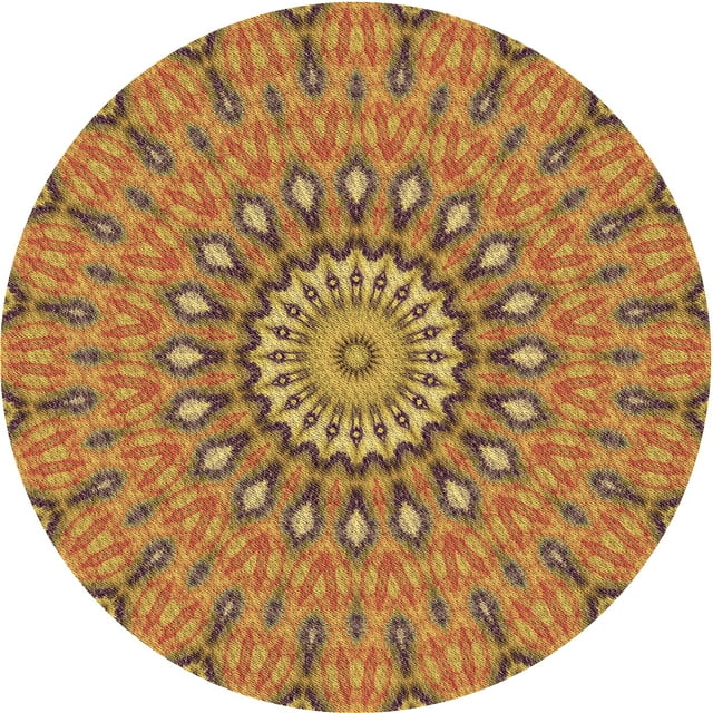 Ahgly Company Machine Washable Indoor Round Transitional Mahogany Brown Area Rugs, 5' Round