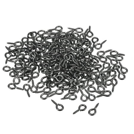 

200 Pack Small Screw Eye Hooks Mini Eyelets Screws 4.5x10x1.2mm Dark Gray