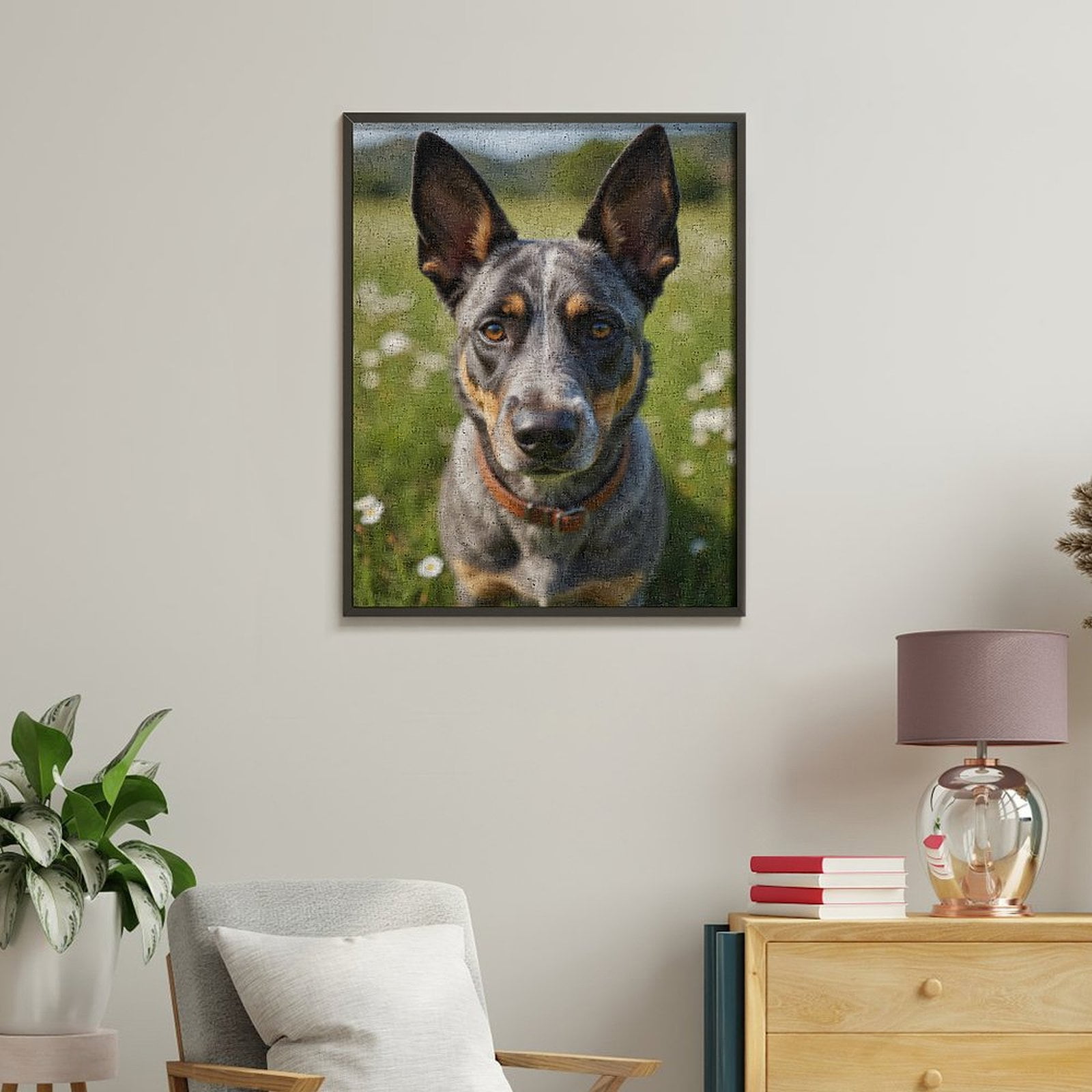 Paint By Numbers Kit for Adults Beginner - DIY Dog Field Flowers Calm Day Canvas Painting Kits for Adults, Frameless Paint By Number for Adults for Home Wall Decor 16x20 Inch