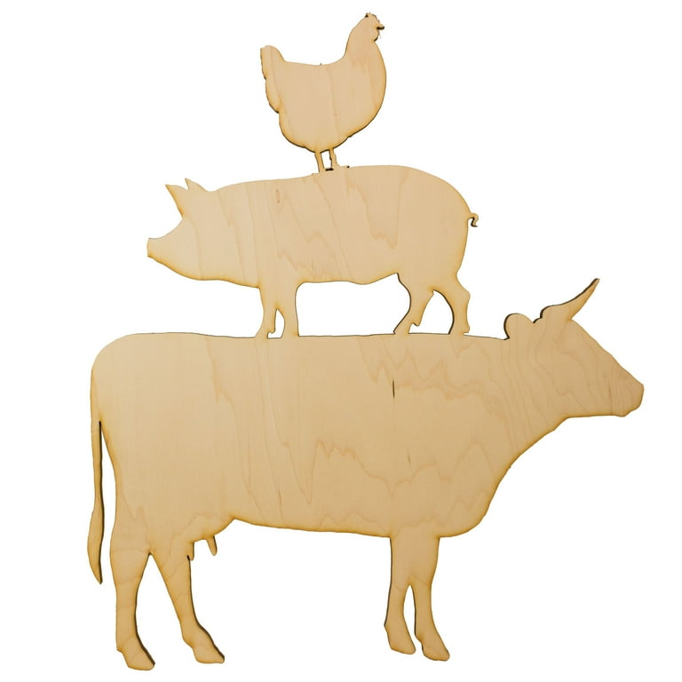 Farm Animals Raw Wood Cutout Sign 13x14 Wall Art Farm Animals Raw Wood Cutout Sign 13x14 Wall Art