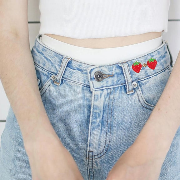 WEUVEB Metal Waist Tightener for Jeans, Adjustable Strawberry Buckle, Comfortable Fit, 2Pair