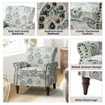 thumbnail image 2 of Wingback Armchairs Set of 2 Accent Chairs Floral Upholstered Sofa Wood Legs Lounge Seat Removable Cushion Home Living Room, 2 of 6