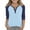 Blue, variant on QIUOMBBP Kids Loose Fit Button Down Blouses Comfty Cotton 3/4 Sleeve V Neck Tops Dressy Casual Color Block T-shirts Brown 3 Years