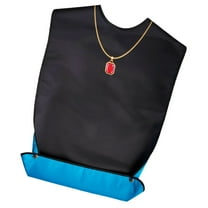 LOLIPPYY Adult Bib with Flexible Button Design, Black Polyester Elderly Clothing Protector, Washable and