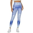 thumbnail image 3 of iOPQO Womens Jeans Women's Denim Print Jeans Look Like Leggings Sexy Stretchy High Waist Slim Jeggings Leggings For Women Jeggings For Women Light blue L, 3 of 9