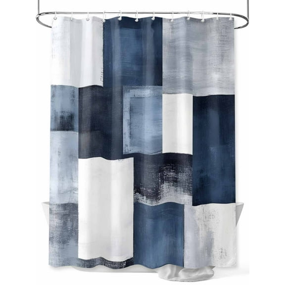 Shower Curtain Navy Blue Black Shower Curtains for Bathroom, Waterproof Polyester Shower Curtain Set with Hooks, Standard Size 72" x 72" Ombre Modern Abstract