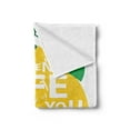 thumbnail image 2 of Lemon Soft Flannel Fleece Blanket, When Life Gives You Lemons Make Lemonade Words on Grunge Lemon Painting, Cozy Plush for Indoor and Outdoor Use, 50" x 70", Mustard Green and White, by Ambesonne, 2 of 5