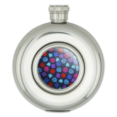 

Dungeon Dice Pattern For Fighting Dragons Round Stainless Steel 5oz Hip Drink Flask