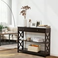 thumbnail image 4 of Costway 3-Tier Console Table X-Design Sofa Entryway Table with Drawer & Shelves Espresso, 4 of 12