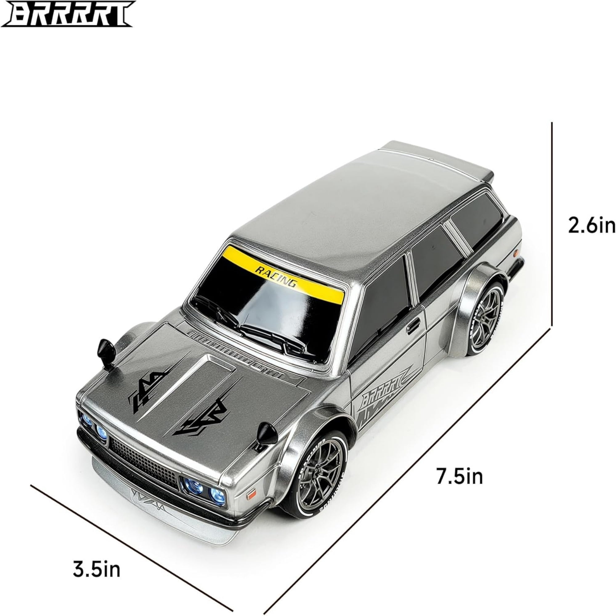 BRRRRT RC Drift Car 1:24 2.4GHz 4WD High Speed Remote Control Cars Vehicle with LED Lights, 20KM/H Mini RC Race Car Toys for Boys Kids Adults