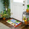 thumbnail image 3 of Christmas Welcome Doormat Front Door Mat, Rubber Back Non Slip Door Mat Entrance Rug Shoe Scraper 17.2" x 28.75", Low-Profile Printing Mat for Entry, Garage, Patio, High Traffic Areas (Blue Warm), 3 of 7
