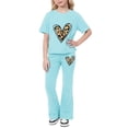 thumbnail image 6 of EnJoCho Preschool Girls Matching Shirt and Shorts Set for First Day of School Girls Summer Clothes Leopard Print Short Sleeve Crewneck T-Shirts and Elastic Waist Casual Pants 2 Pcs Outfits, 6 of 9
