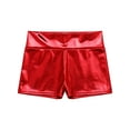 thumbnail image 6 of Lejafay Women's Metallic Shiny Rave Booty Shorts High Waisted Bottoms Hot Shorts Red L, 6 of 7
