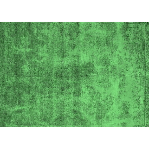 Ahgly Company Indoor Rectangle Oriental Emerald Green Industrial Area Rugs, 5' x 7'