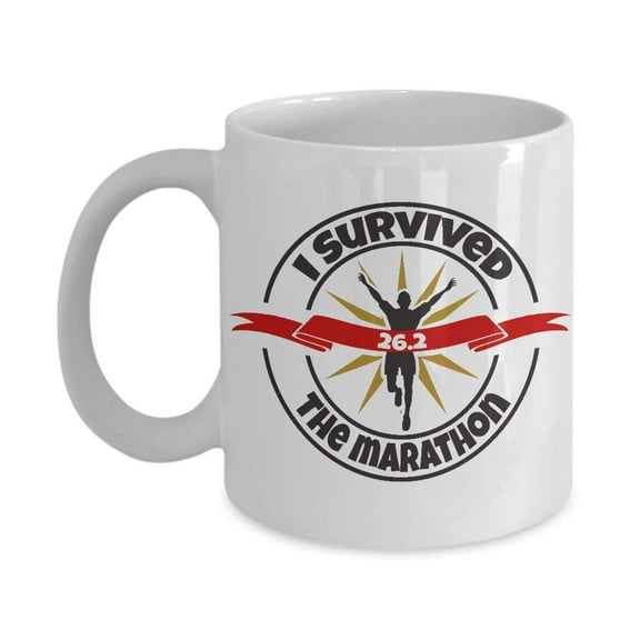 I Survived The Marathon Running Quote Coffee & Tea Gift Mug for a Long Distance Runner
