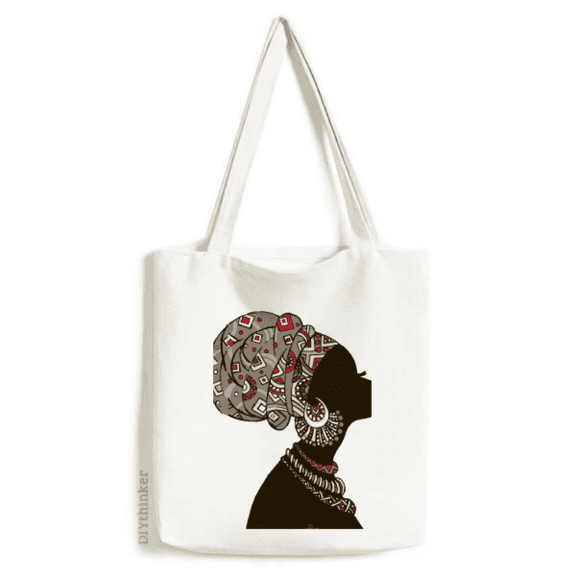 African Women LadyAboriginal Headdress Tote Canvas Bag Shopping Satchel Casual Handbag
