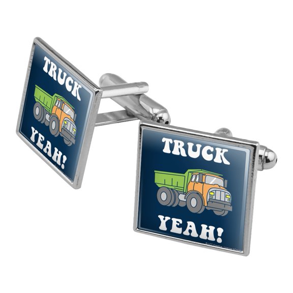 Truck Yeah Funny Humor Square Cufflink Set - Silver or Gold
