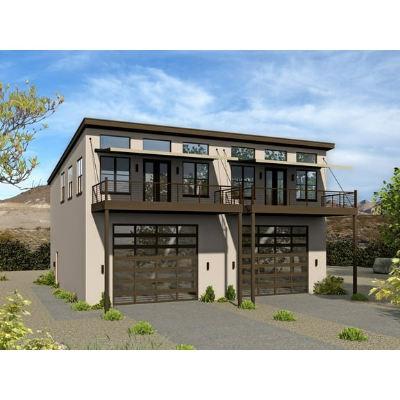 763-150: Modern Duplex 6 Bed, 4 Bath Luxury Home Plan, 1400 Sq Ft: Full Blueprints with License to Build by Home Plan Marketplace - Lesuto