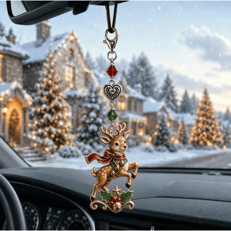 Christmas Keepsake Keychain Card & Pocket Hug Encouragement‑Themed Charm Set Thoughtful Secret Santa Gift For Family & Friends (Reindeer)