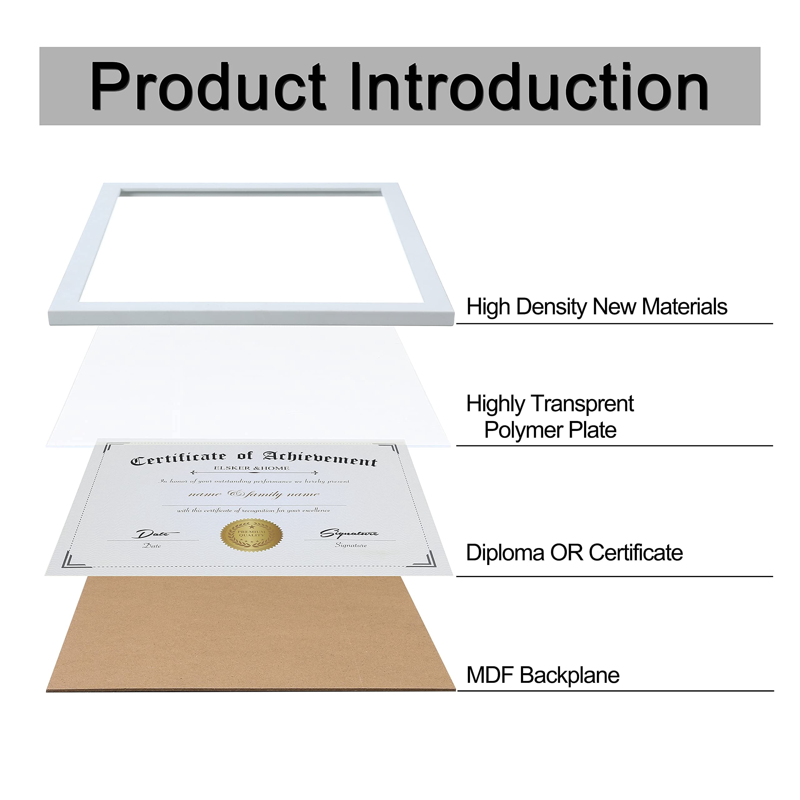 ELSKER&HOME 8.5x11 Certificate Frame, Classic White Color Frame, Displays Diploma&Document 8.5x11 Inch
