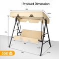 thumbnail image 2 of Ktaxon 3-Person Porch Swing with Stand, Outdoor Swing Chair with Adjustable Canopy & Cushion, Khaki, 2 of 7