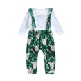 thumbnail image 3 of Qiylii 2Pcs Baby Christmas Outfit Set, Long Sleeves Romper+Elk Suspender Pants, 3 of 8