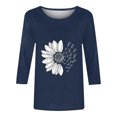 thumbnail image 4 of T-Shirts Décontractés à Col Rond Imprimé Floral Manches 3/4 pour Femmes, Pack de T-Shirts Burnout pour Femmes, Ensemble de T-Shirts d'Entraînement pour Femmes, 4 of 5