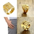 thumbnail image 2 of US Mens Stainless Steel Gold Plated CZ Jesus Cross Crucifix Ring Size 7 8-12, 2 of 9