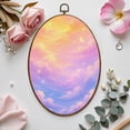 thumbnail image 7 of Canvas Wall Art Bright Pastel Rainbow Gradations Yellow Gold Pink Cyan Purple Clouds Oval Framed Canvas Prints Vintage Wall Hanging Decor for Home Decorations 8.6"x11.4", 7 of 7