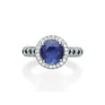 thumbnail image 2 of 2.50 ctw Lab Created Blue Sapphire Ring with Diamonds 14K White Gold Vintage Micro Pave Halo, 2 of 3