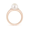 thumbnail image 2 of ANGARA Freshwater Cultured Pearl Ring with Diamond Collar in 14K Rose Gold for Women | June Birthstone, Birthday, Anniversary, Jewelry Gift for Women | Pearl Ring, 2 of 9